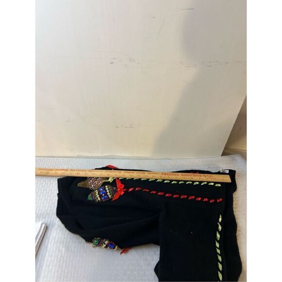 Westbound M petites sweater Christmas black 3D ornaments lambs wool blend rn#589 - Picture 8 of 8